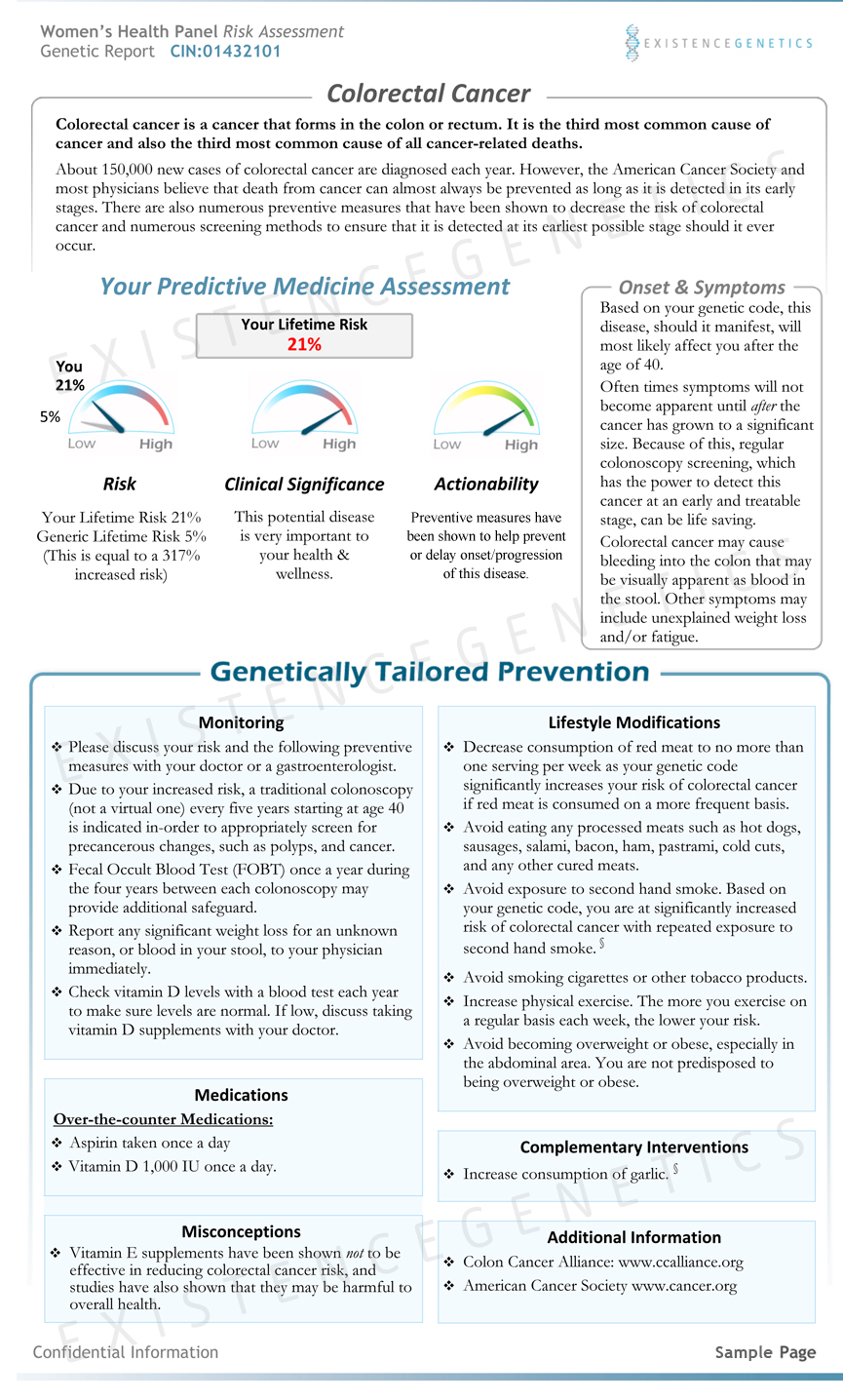 colorectal cancer sample genetic report