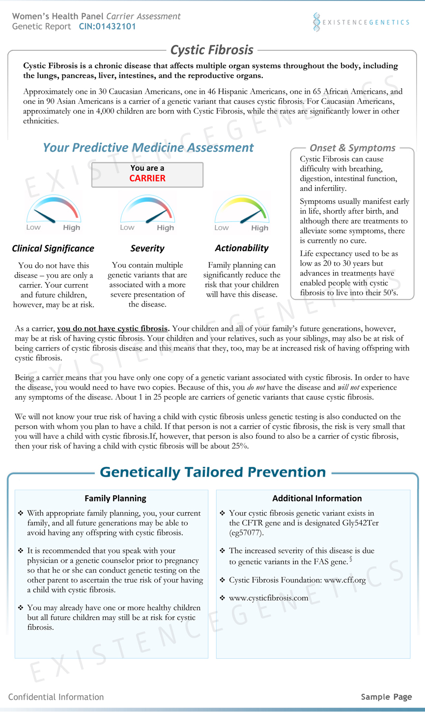 cystic fibrosis sample genetic report