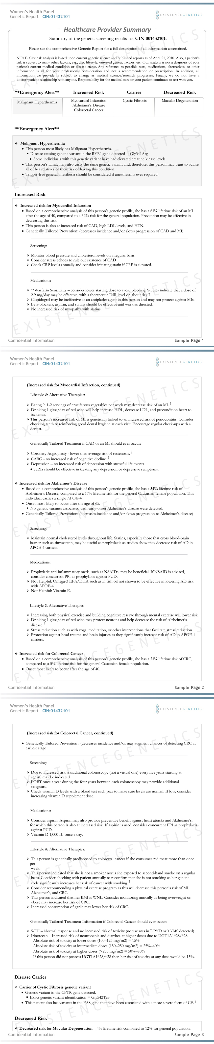 health care provider sample genetic report